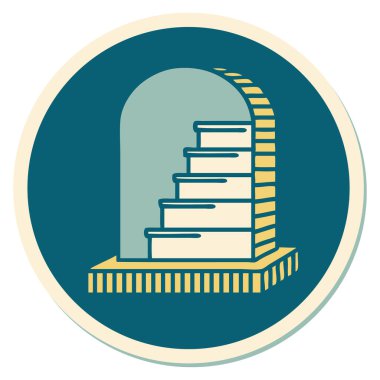 Mezar taşının geleneksel stiliyle dövme çıkartması.