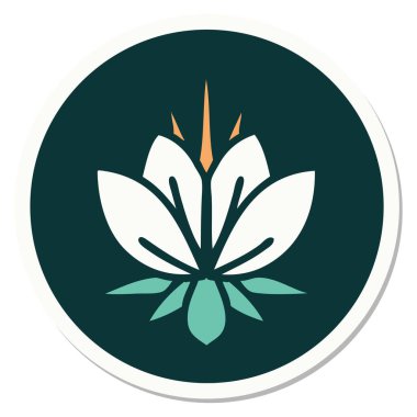 Geleneksel nilüfer çiçeği stili dövme çıkartması.