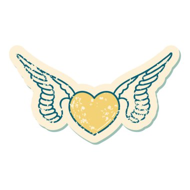 Kanatlı bir kalbin sembolik dövmesi.