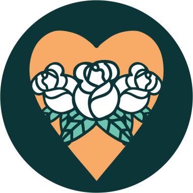 Bir kalp ve çiçeğin ikonik dövme görüntüsü