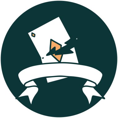 Yırtık kart pankartıyla dövme biçimi simgesi