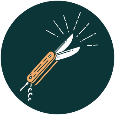 Dövme stili katlama bıçağının simgesi