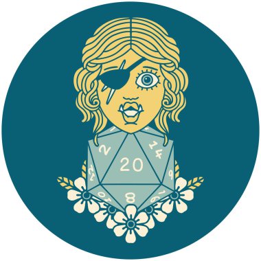 Retro Dövme Biçimi Doğal yirmilik zarla yarım ork düzenbazlığı