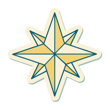 Geleneksel bir yıldız stiliyle dövme çıkartması