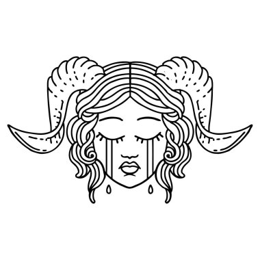 Siyah ve Beyaz Dövme çizim stili ağlayan kıkırdak surat