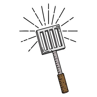 Geleneksel dövme stili mutfak spatulasının çizimi