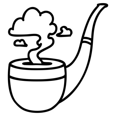 Siyah çizgi şeklinde dövme sigara içen piposu.