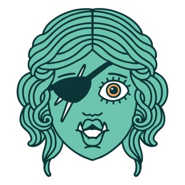 Retro Dövme Biçimli Ork karakter yüzü