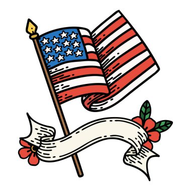 Amerikan bayrağının bayrağıyla geleneksel dövme