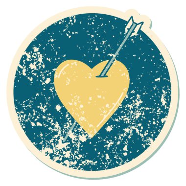 ok ve kalbin sembolik depresif dövme görüntüsü