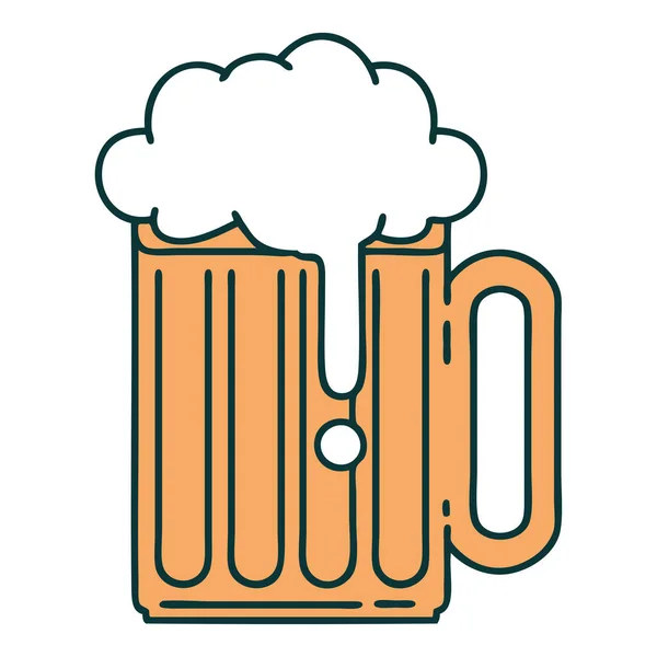 Icónica Imagen Estilo Tatuaje Tanque Cerveza — Vector de stock