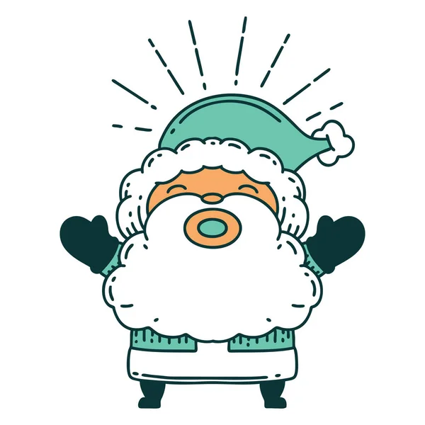 Illustration Style Tatouage Traditionnel Père Noël Claus Personnage Noël — Image vectorielle