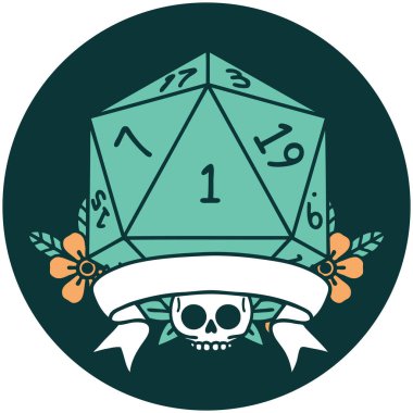 Doğal bir d20 zar atma simgesi