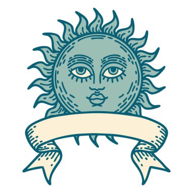 Yüzü güneşli geleneksel dövme.