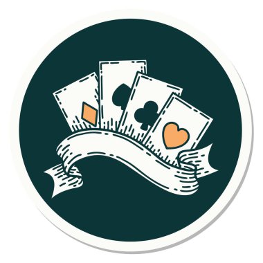 Geleneksel kart ve pankart stili dövme etiketi