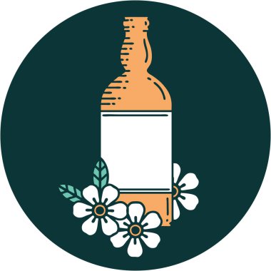 Rom şişesi ve çiçeklerin ikonik dövme şekli