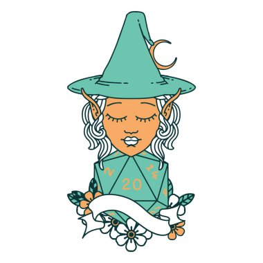 Retro Dövme Biçimli 20 zarlı elf büyüsü karakteri