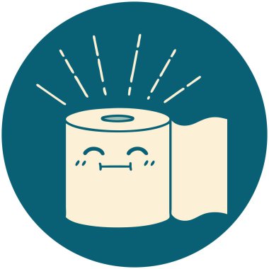 Dövme stili tuvalet kağıdı karakteri simgesi