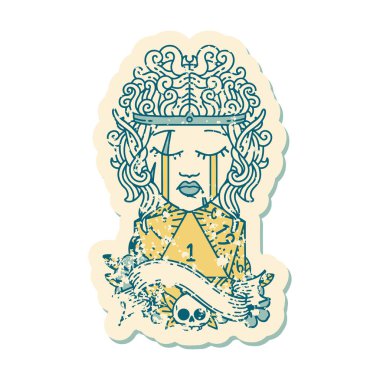 Retro Dövme Tarzı Ağlayan Elf Barbar Karakteri.