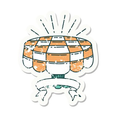 Dövme stili kafe masasının eski bir çıkartması.