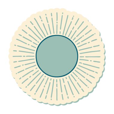 Dövme çıkartması geleneksel güneş stilinde.