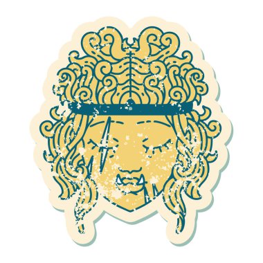 Retro Dövme Tarzı Ork barbar karakter yüzü