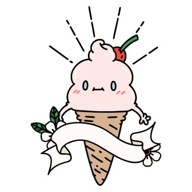 Dövme stili dondurma karakterli parşömen.