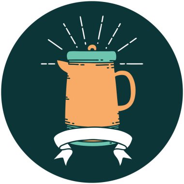 Dövme stili kahve demliğinin simgesi