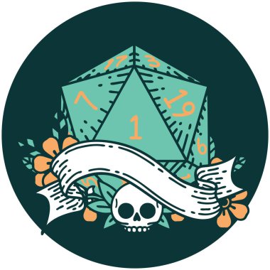 Doğal bir d20 zar atma simgesi