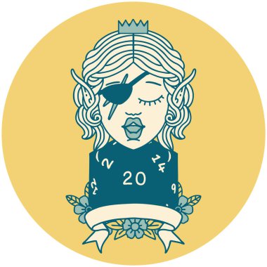 Doğal yirmilik zarlı elf düzenbaz karakteri simgesi