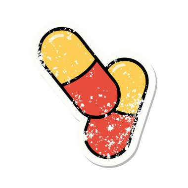 Geleneksel bir hap stili dövmesi var.