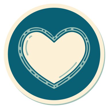 Dövme çıkartması geleneksel bir kalp tarzında.