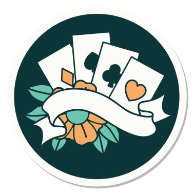 Geleneksel kart ve pankart stili dövme etiketi