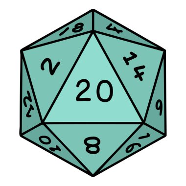 Retro Dövme Biçimi Doğal 20 D20 zar atma