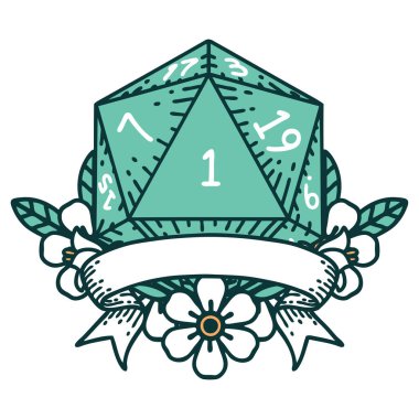 Retro Dövme Biçimi Doğal bir d20 zar atma