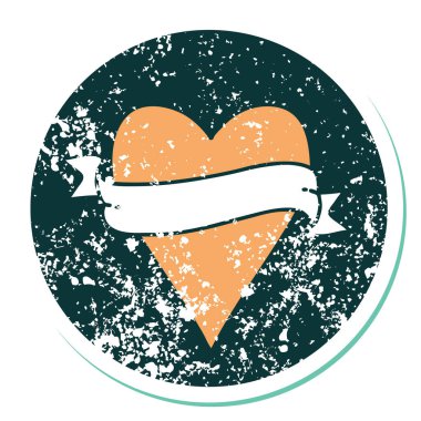 ikonik sıkıntılı çıkartma dövme stili bir kalp ve bayrak