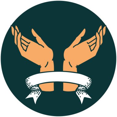 açık el pankartıyla dövme biçimi simgesi