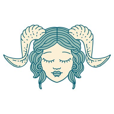 Retro Dövme Biçimi tiefling karakter yüzü