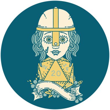 Retro Dövme stili 20 zarlı insan dövüşçüsü