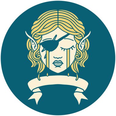 Retro Dövme Tarzı Ağlayan elf düzenbaz karakter yüzü