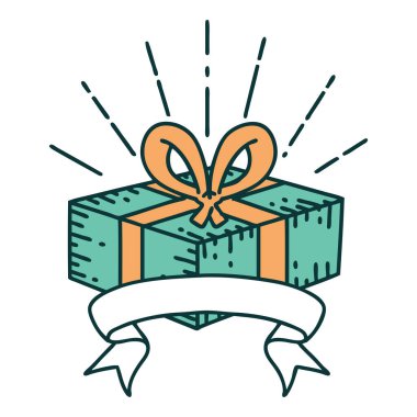 Dövme stili yılbaşı hediyeli parşömen.