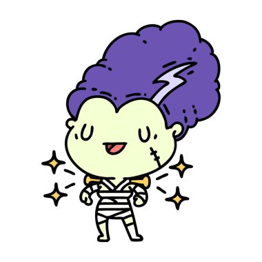 Geleneksel dövme stili zombi gelin karakteri.