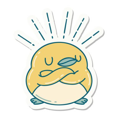 Katlanmış kanatlı bir dövme stili robininin çıkartması