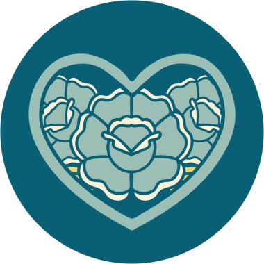 Bir kalp ve çiçeğin ikonik dövme görüntüsü