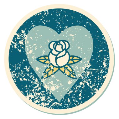 Bir kalp ve çiçeğin sembolik kederli dövme görüntüsü