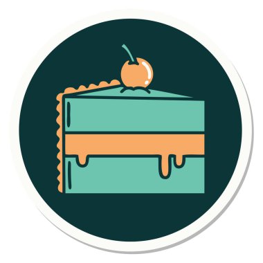 Geleneksel çikolatalı pasta stili dövme çıkartması.