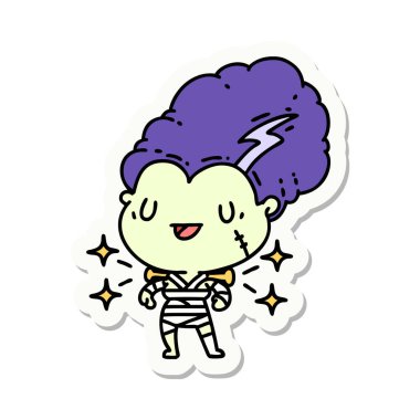 Dövme stili ölümsüz zombi gelin karakteri çıkartması.