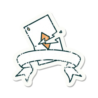 Yırtık bir kartın bayrağıyla eski bir etiket