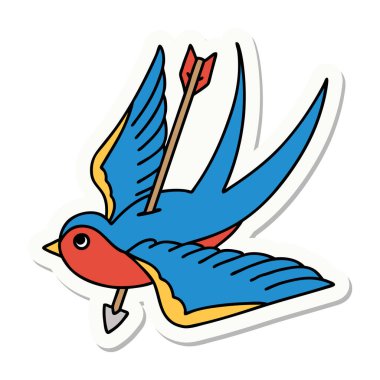 Dövme çıkartması geleneksel bir kırlangıç tarzında.