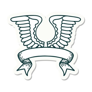 dövme stili etiketi bir kanat sancağı ile